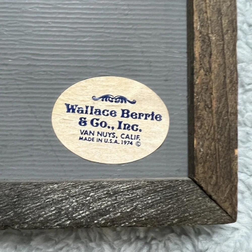 Vintage Wallace Berrie BAR Sign Framed Wood Glass Wall Plaque 1970s USA